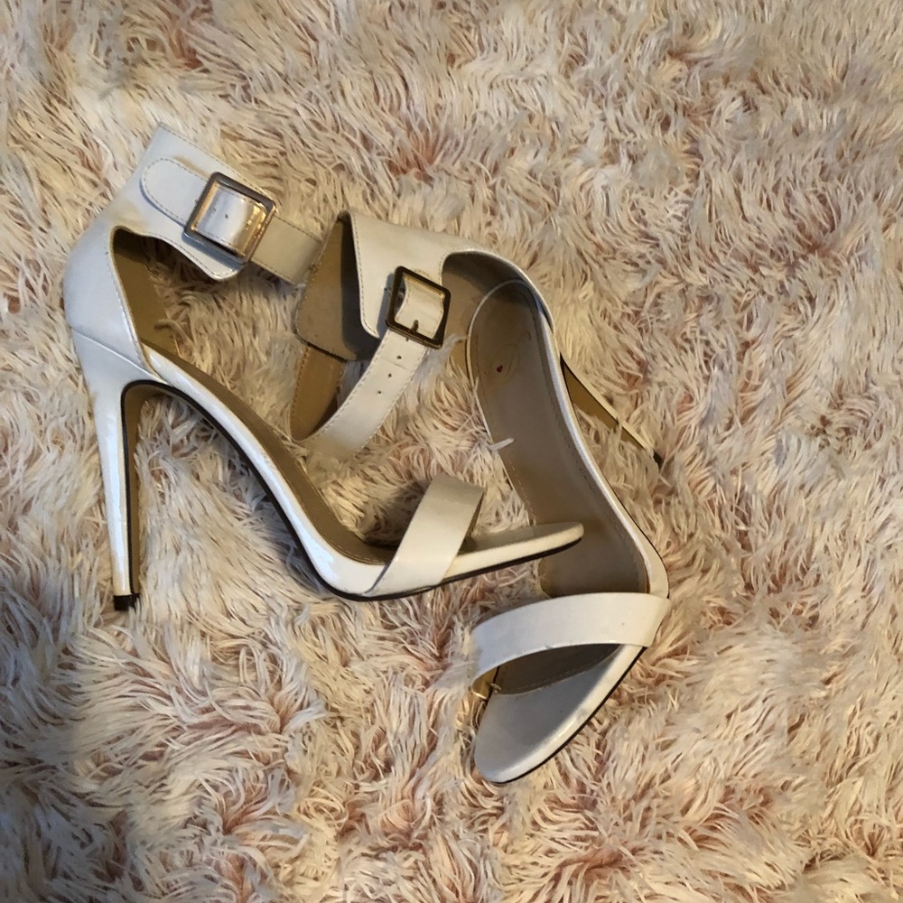 White buckle heels